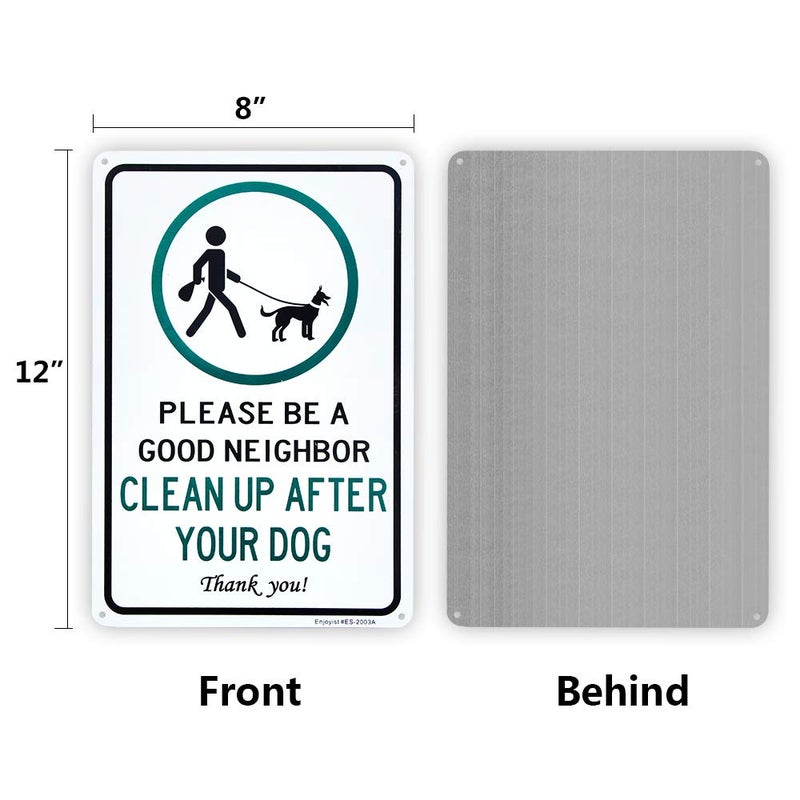 Enjoyist 2 Pack Clean Up After Your Dog Sign, Clean Up After Your Pets, Be a Good Neighbor Sign, 12"x 8" .040 Rust Free Aluminum â€“ Reflective, UV Protected and Weatherproof - Image 2